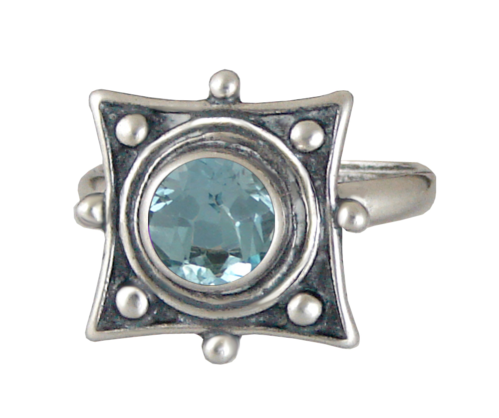 Sterling Silver Gemstone Ring With Blue Topaz Size 7